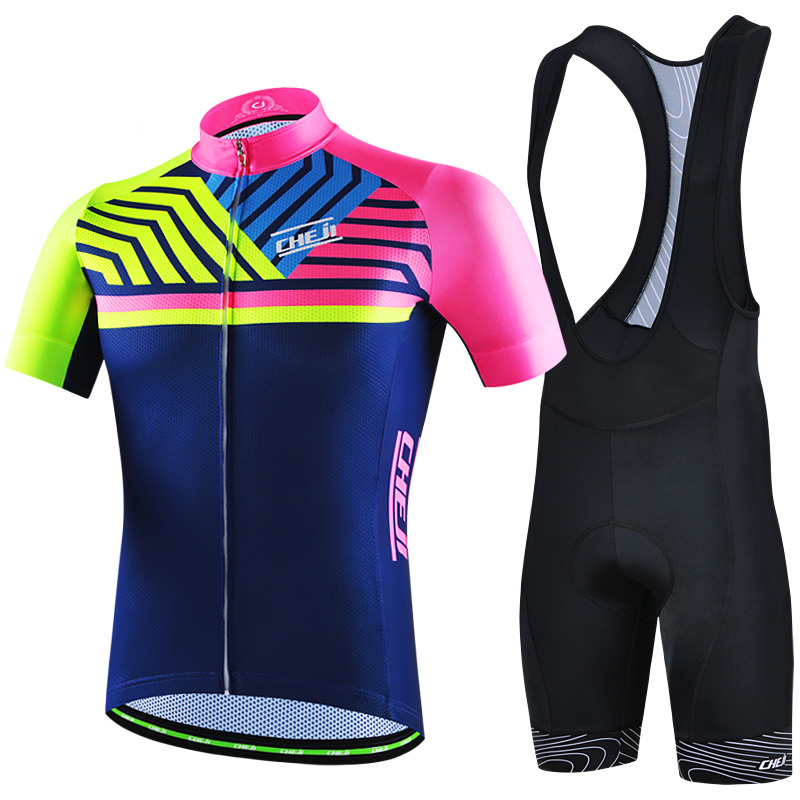 Summer men cycling short sleeve bib shorts breathable sports jersey sets S170