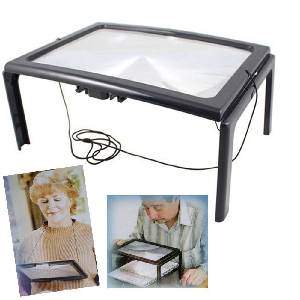 3x LED Lights Reading Magnifying Glass Hands Free Desk Magnifier Large ...