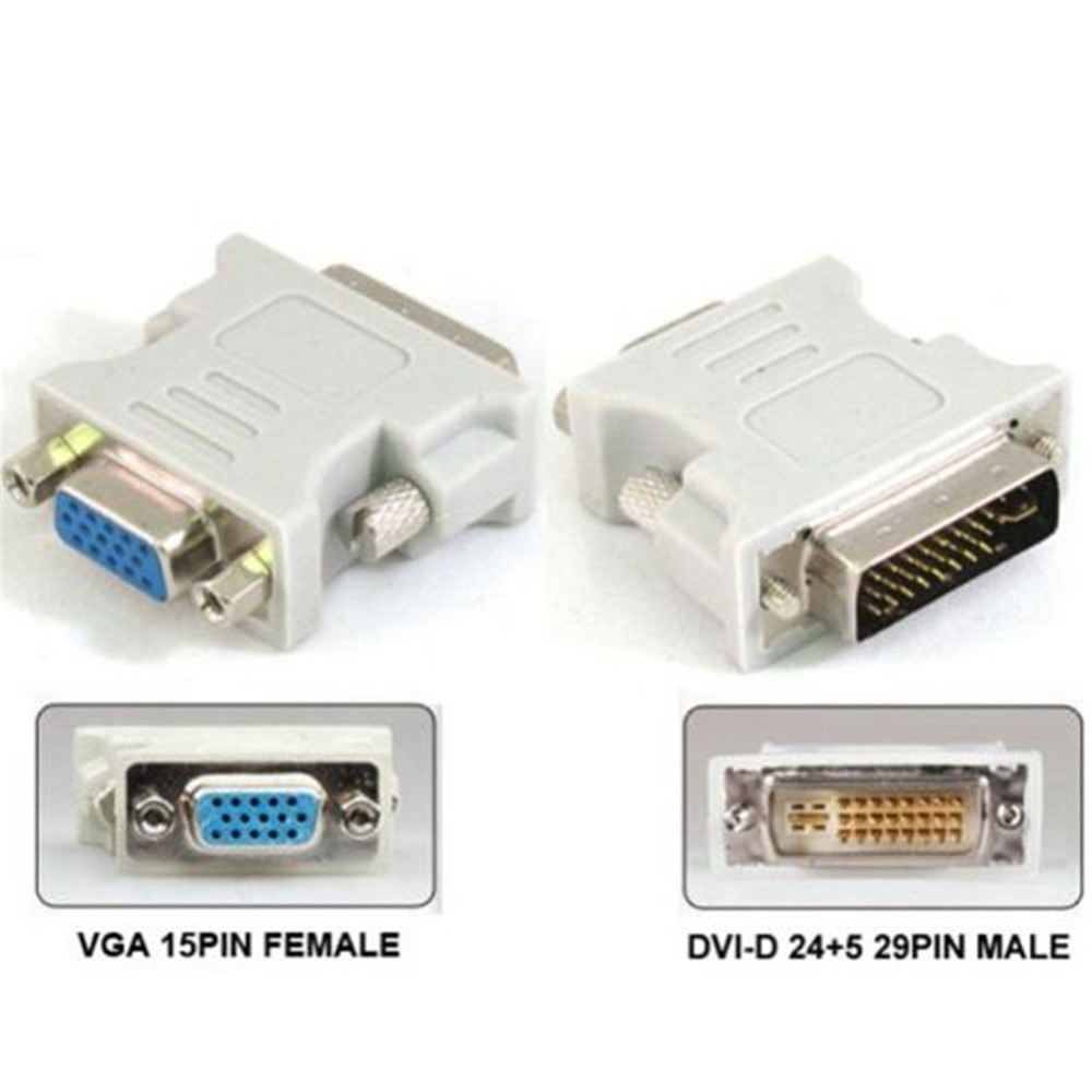 1 Pin DVI-D Male+15 Pin VGA Female to 24 Converter Adapter Video for ...