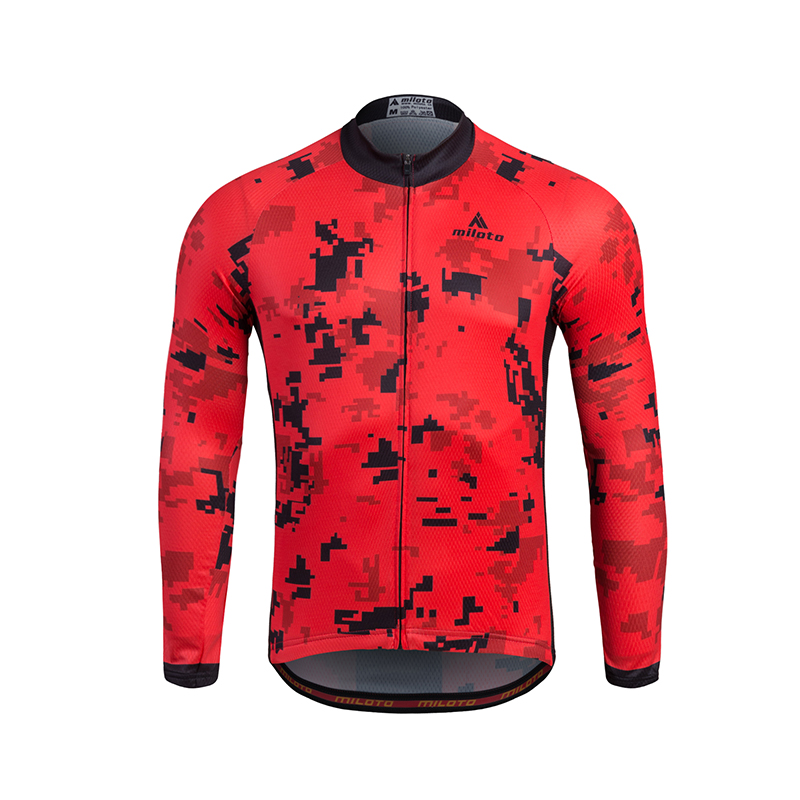 Men's Cycling Shirts Full Zip Long Sleeve Bike Cycle Jersey Tops
