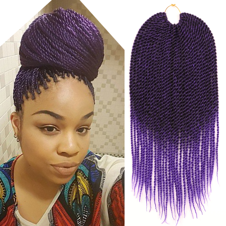 18" Ombre Purple Crochet Braids Kanekalon Braiding Hair Senegalese