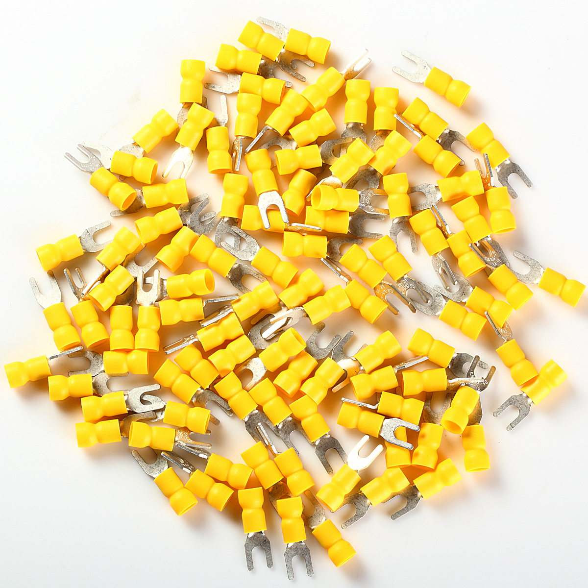 #10 Yellow Vinyl Insulated Fork//Spade Terminal Connectors 12-10 GAUGE