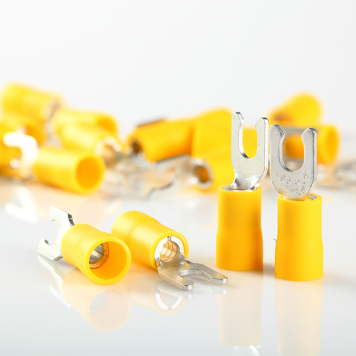 #10 Yellow Vinyl Insulated Fork//Spade Terminal Connectors 12-10 GAUGE
