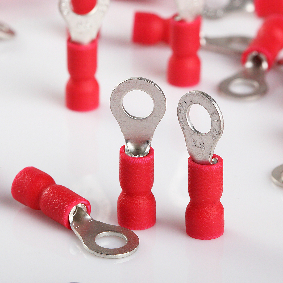 100 Pack Wire Ring Terminals Vinyl Red 2216 Gauge 8 Car Audio