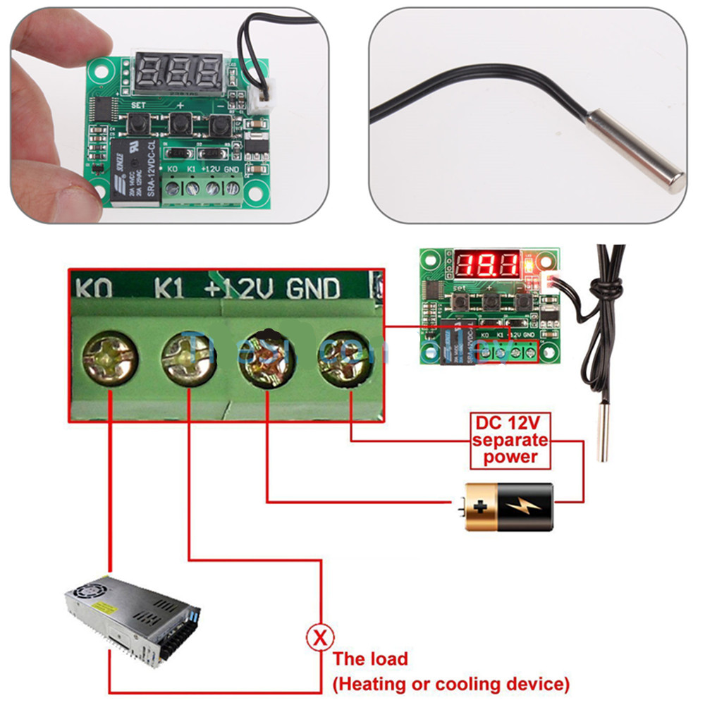Termostato Digital W1209/W1401 12V Módulo Sensor de Interruptor