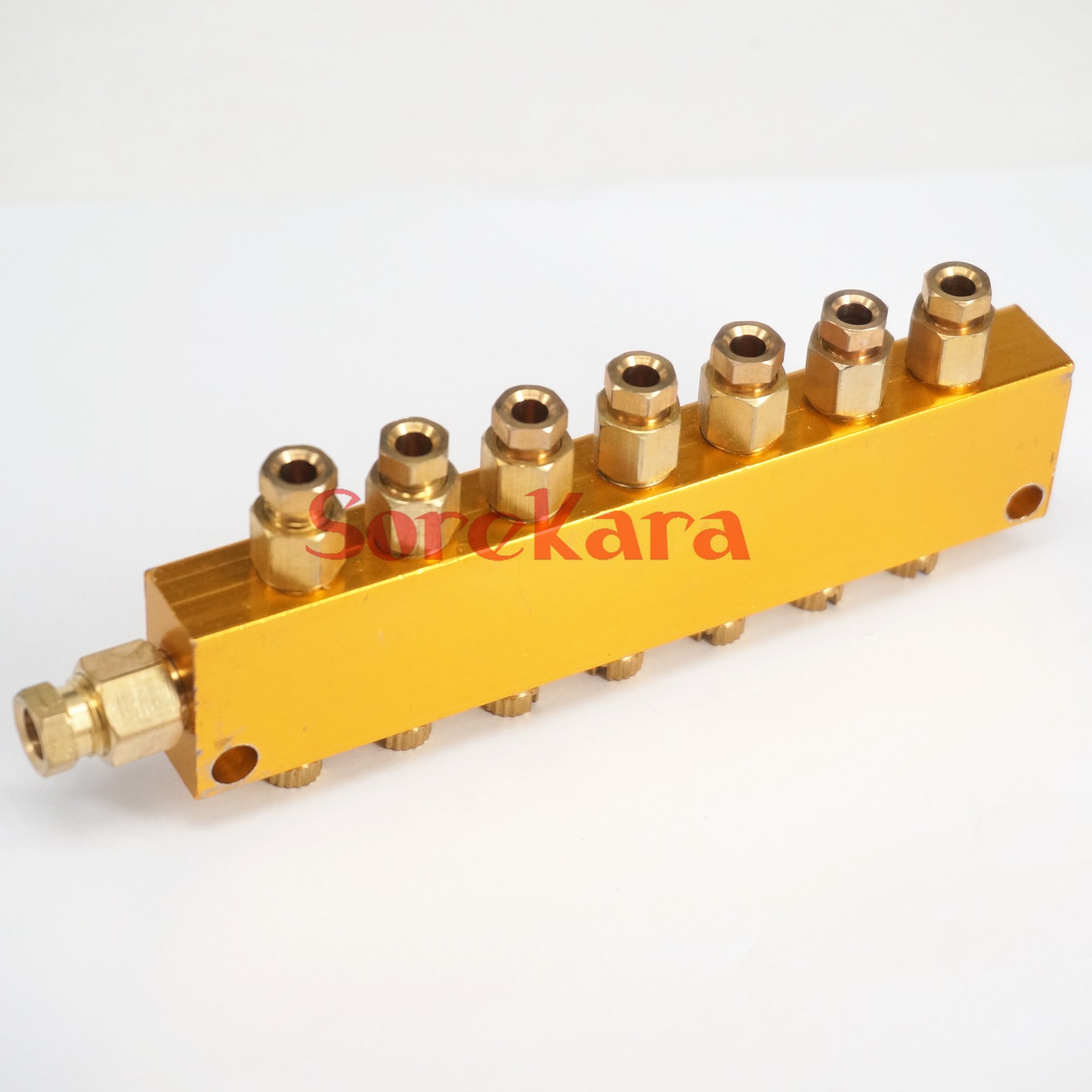 Aluminum 7 Way Adjustable Lube Distributor Value Manifold Block 6mm in