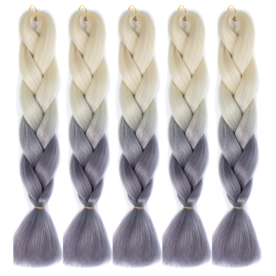 24 Creamy White Gray 5pcs Kanekalon Jumbo Synthetic Braiding