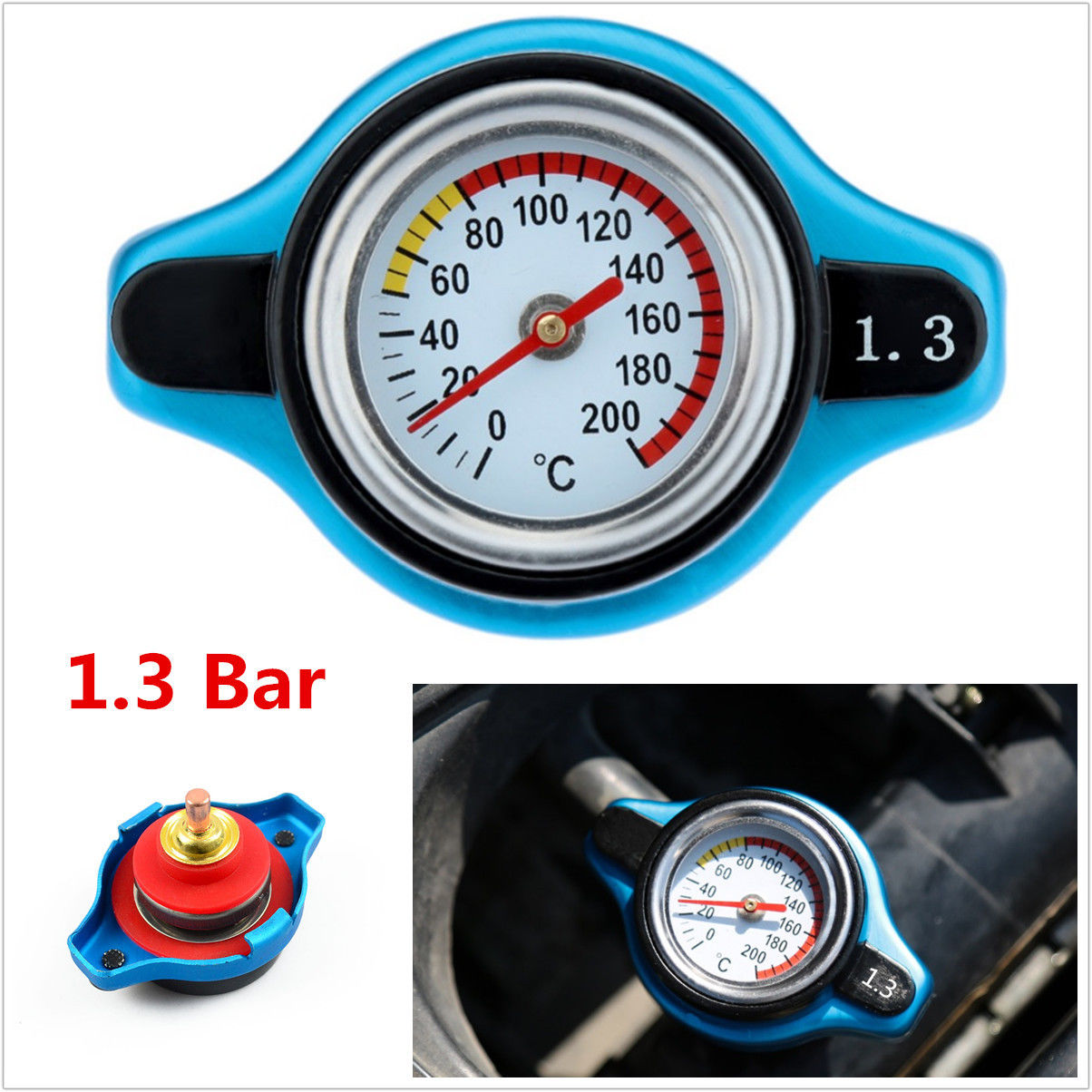 Max 200° Celsius 1.3 Bar Thermo Radiator Cap To Increase Car Cool Performance