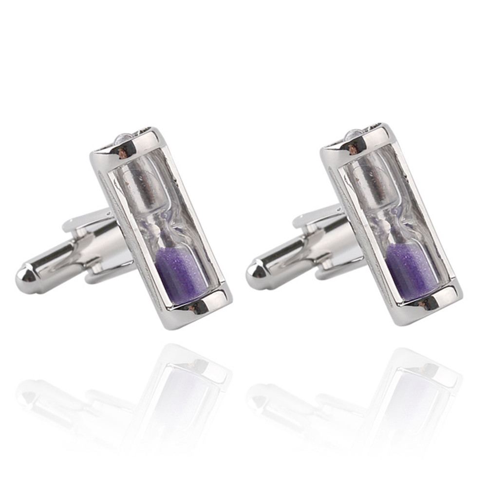 4 Color Hourglass Design Cufflinks Silver Alloy Cuff Link Mens Wedding Gift - Picture 12 of 14