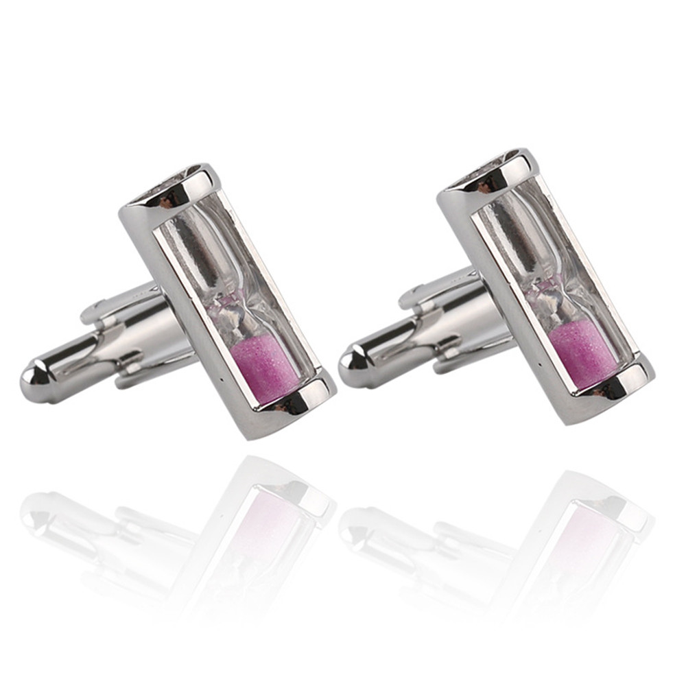 4 Color Hourglass Design Cufflinks Silver Alloy Cuff Link Mens Wedding Gift - Picture 11 of 14
