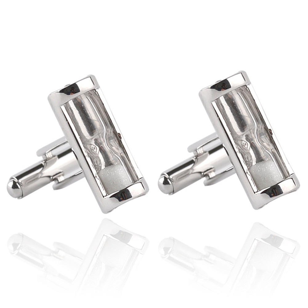 4 Color Hourglass Design Cufflinks Silver Alloy Cuff Link Mens Wedding Gift - Picture 13 of 14