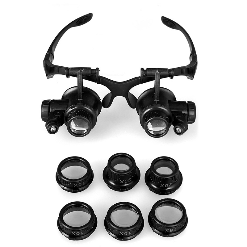 10x 15x 20x 25x Led Magnifying Magnifier Eye Glasses Loupe Watch