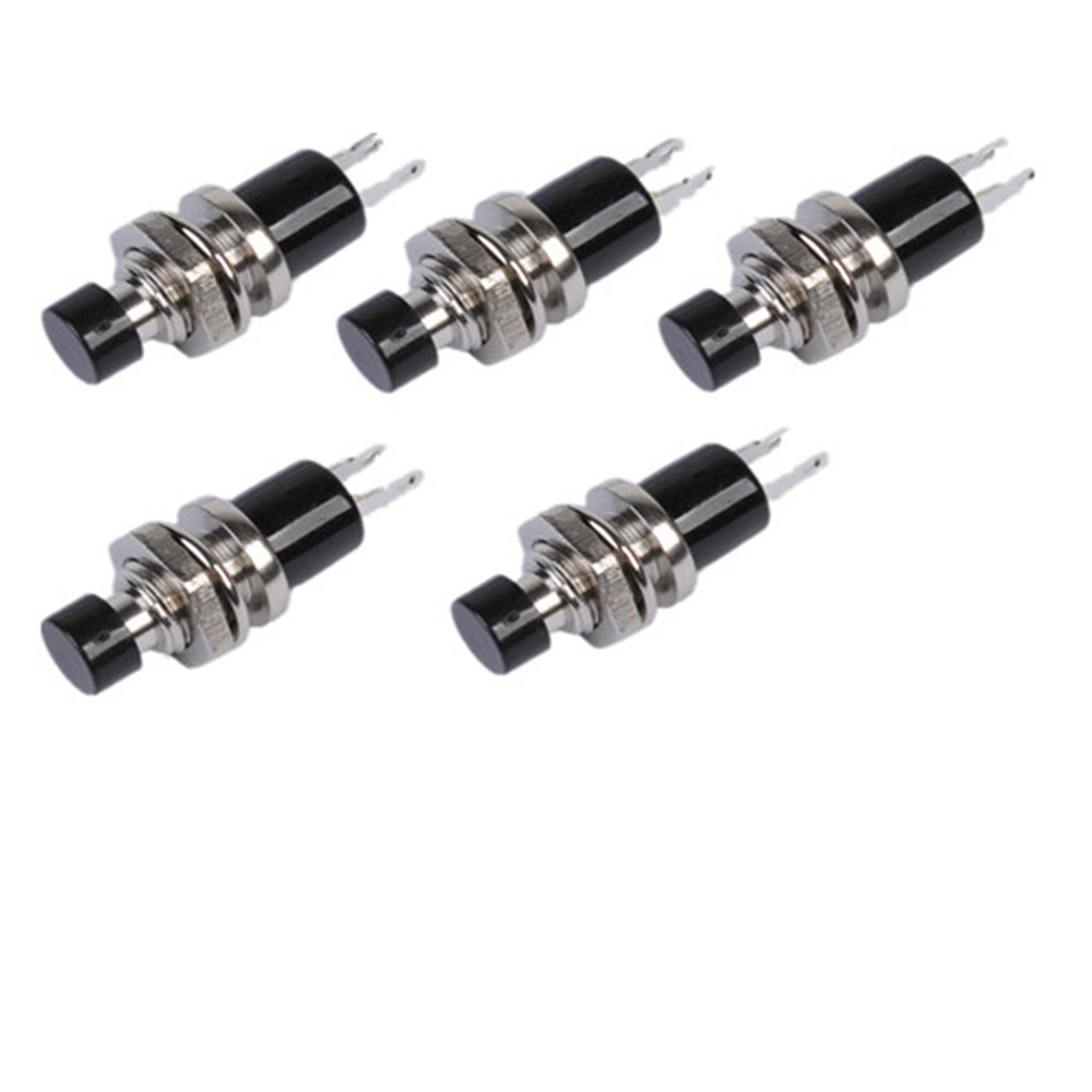 5PCS PBS-110 ON//OFF Push button Black Mini Lockless Momentary Switch