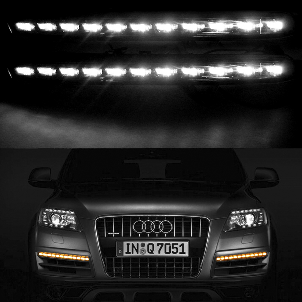 Pair For Audi Q7 20072009 LED Daytime Running Light DRL Turn Signals