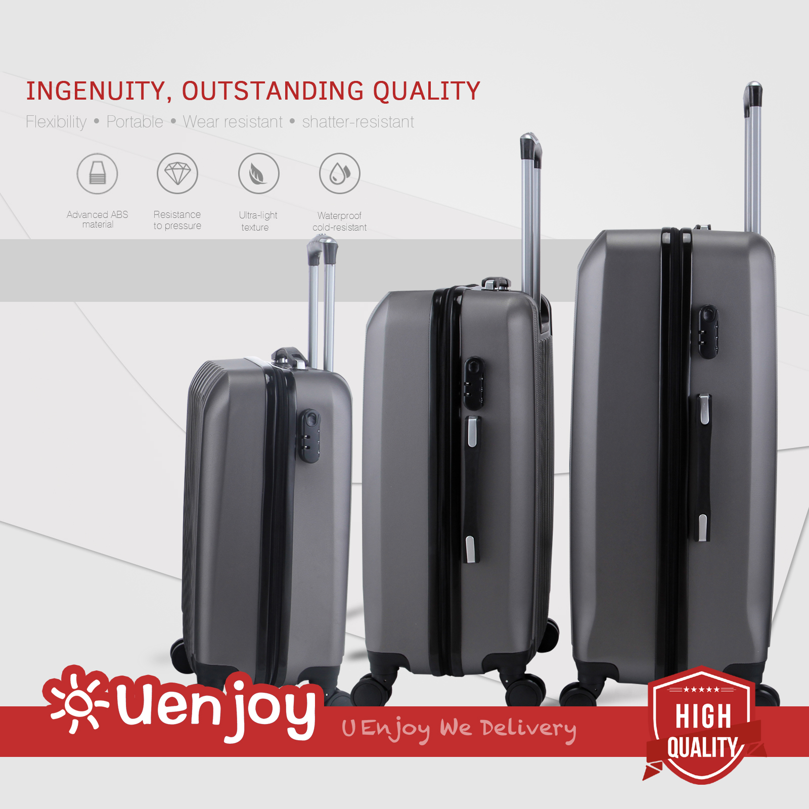 Set of 3 Luggage Set Travel Bag Trolley Spinner Carry On Suitcase 20