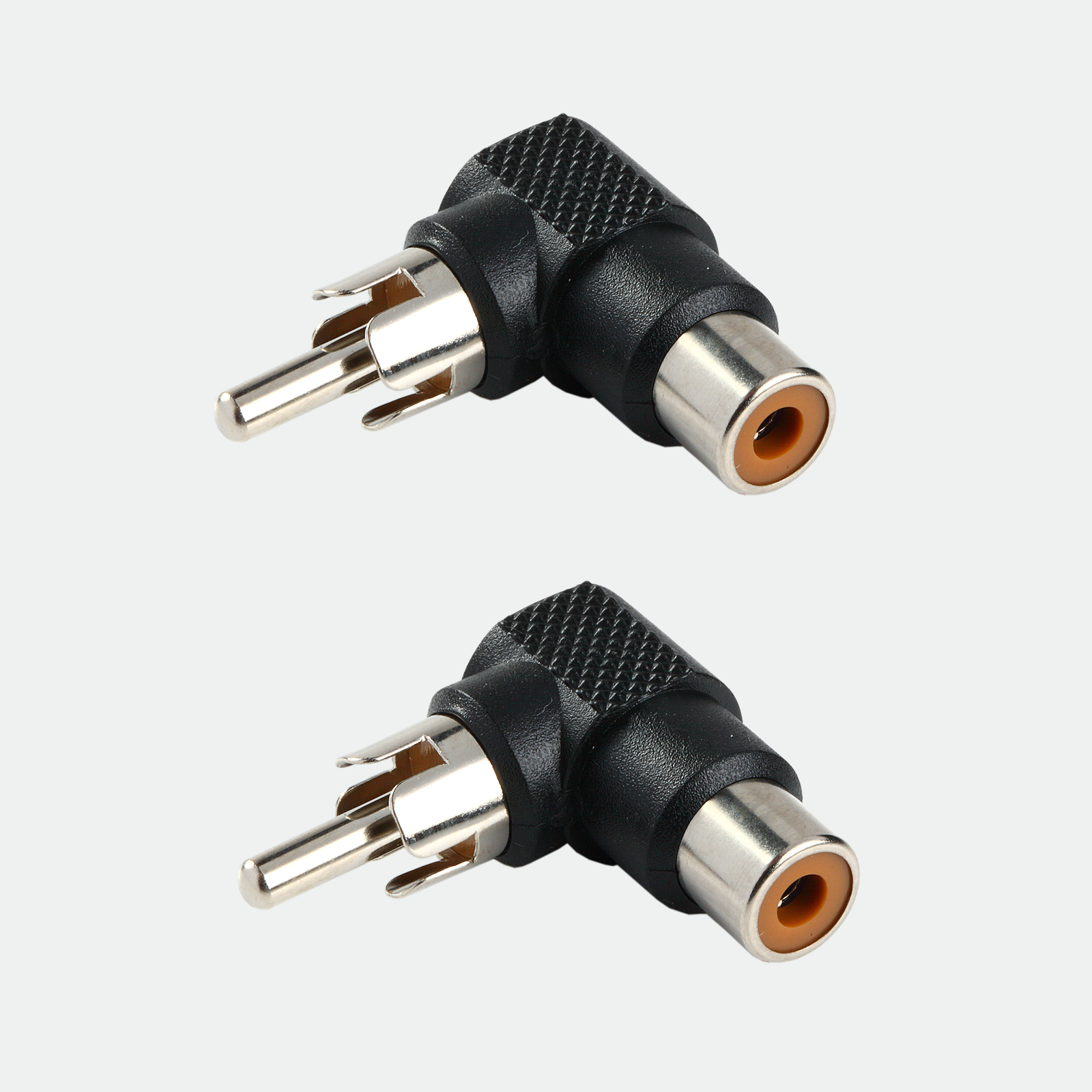 2x RCA male to female right angle connector plug adapters 90 degree ...