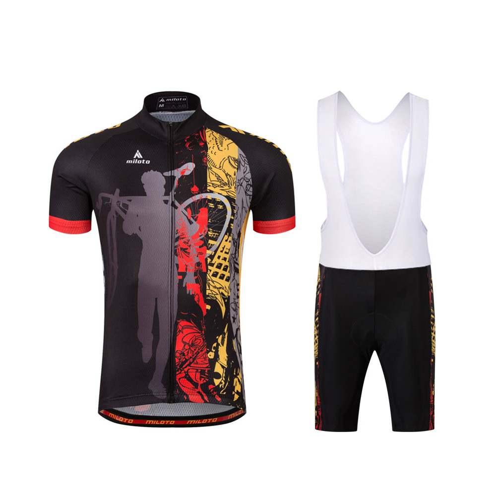 Miloto Men/'s Cycling Bib Kit Reflective Bike Jersey and Bib Shorts Padded Set