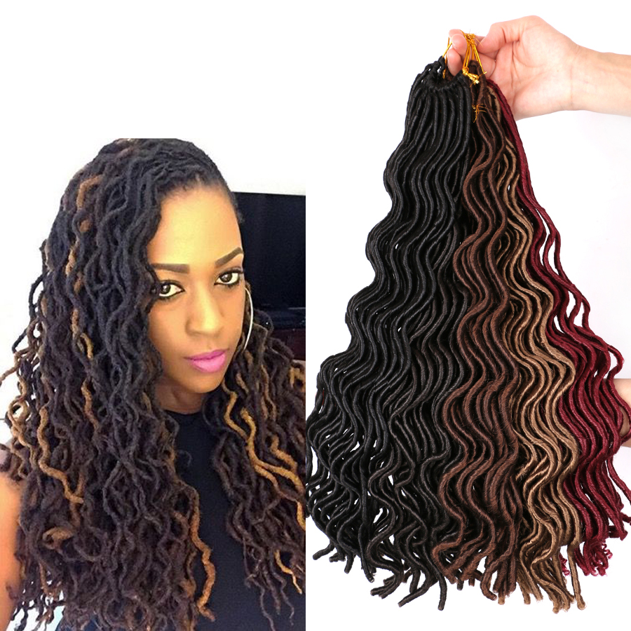 24 Roots Synthetic Curly Faux Locs Crochet Hair Extension Braids