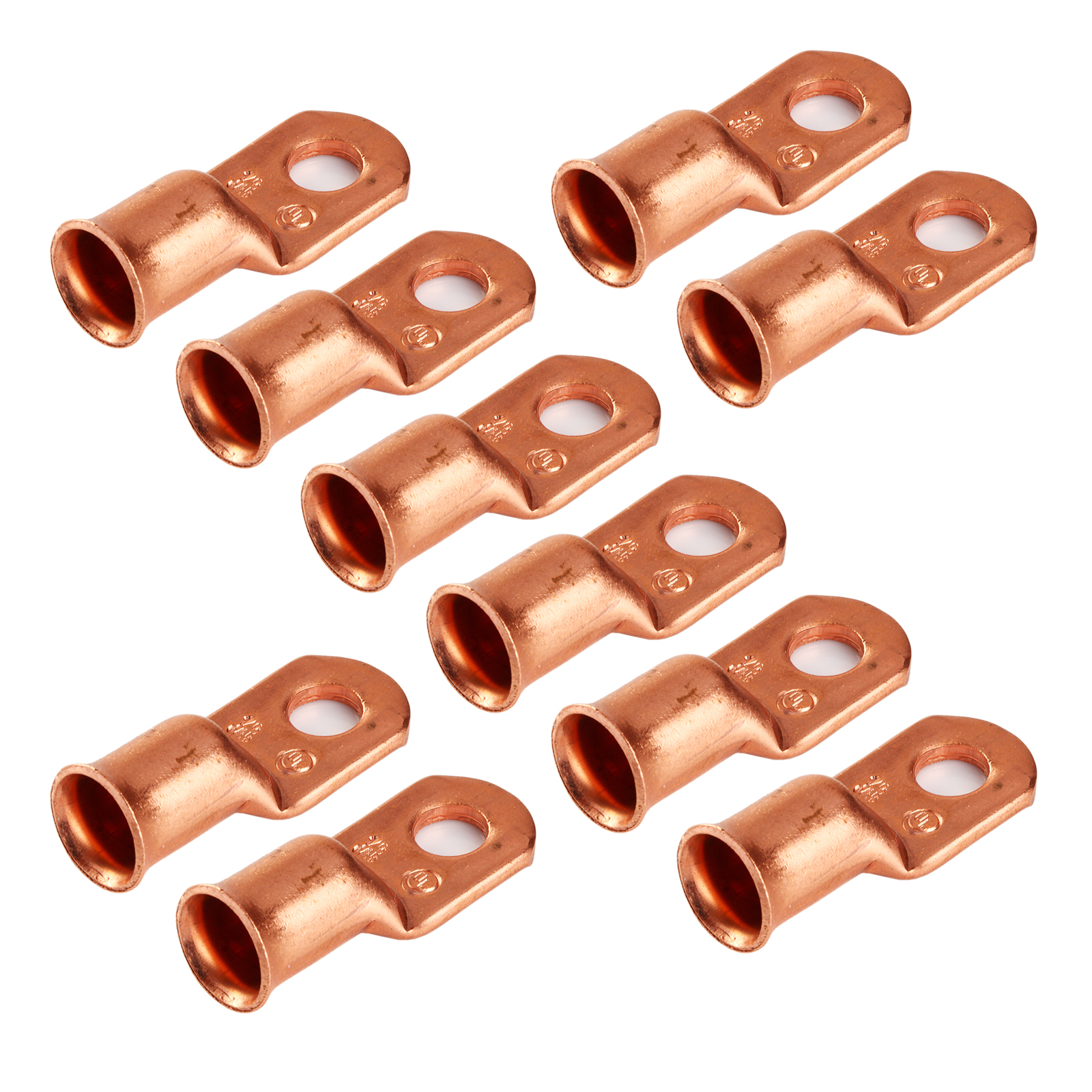 Crimp Copper LUG Non-Insulated 4G Wire Gauge 1/4" Ring Terminals 10 pcs