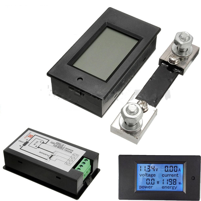 DC 6.5~100V AC 80~260V 20//50//100A LCD Digital Display Volt Amp Power Watt Meter