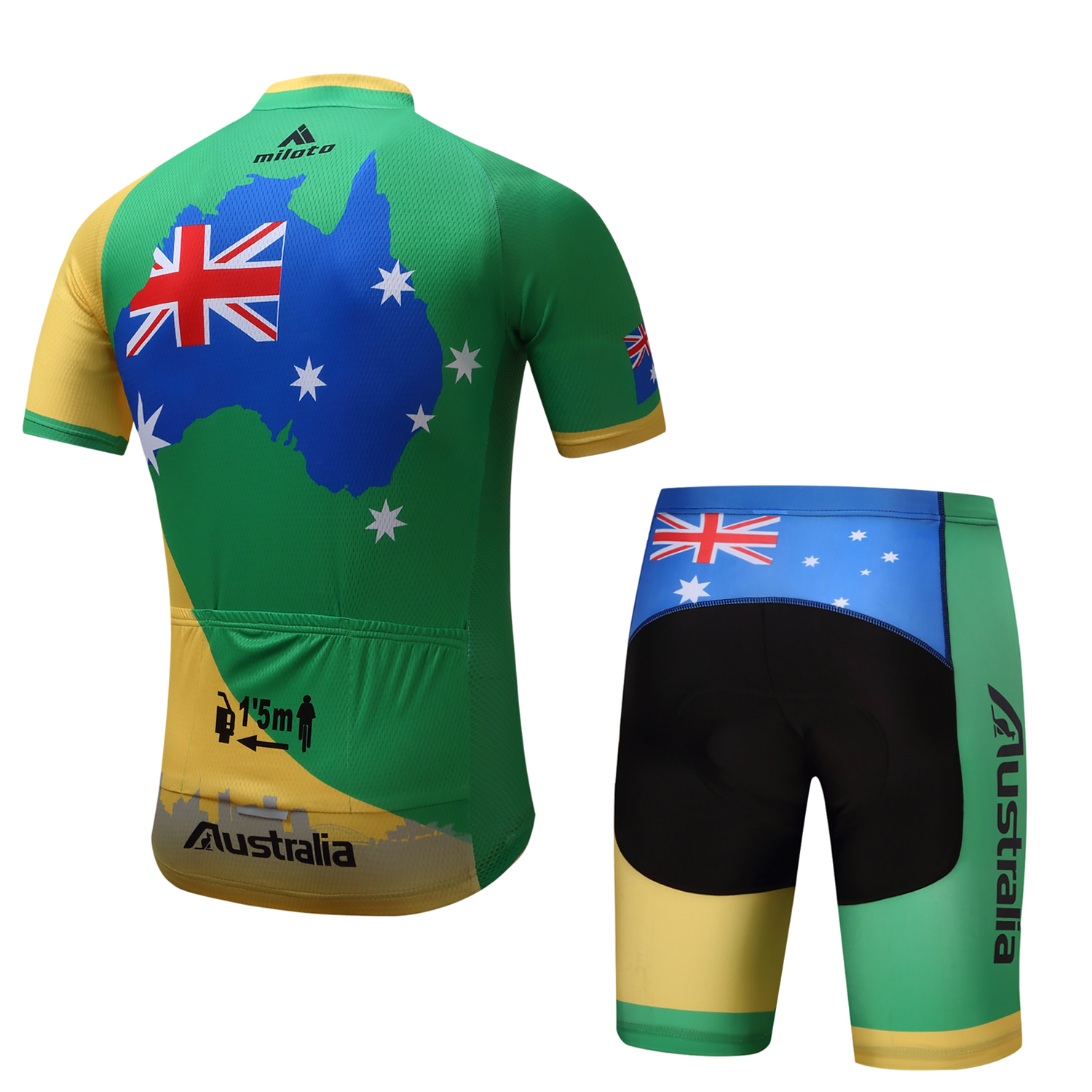 Australia Cycling Team Kit Men's Reflective Cycle Jersey (Bib) Shorts ...