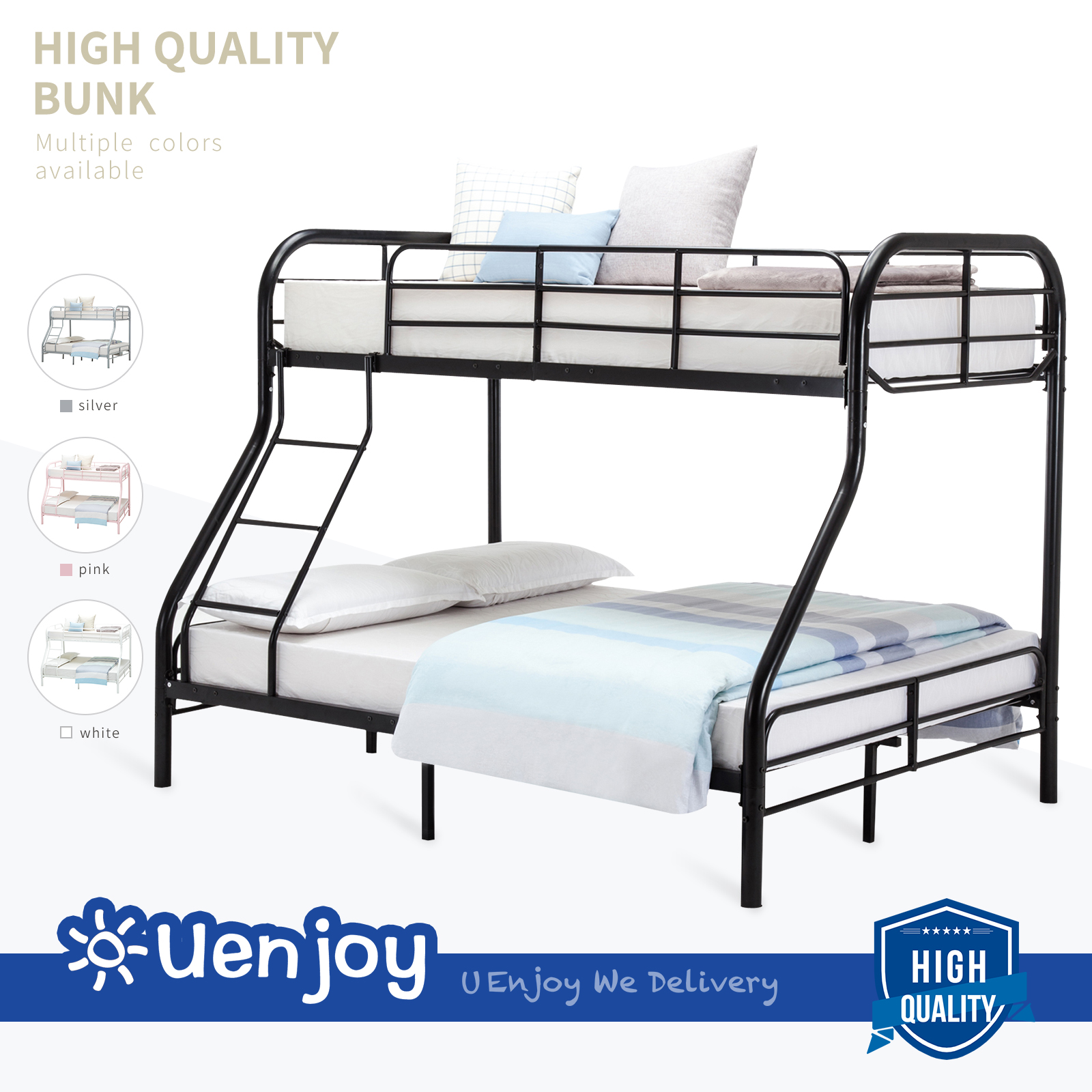 Metal Bunk Beds Twin Over Full Size Ladder Kid Teen Dorm Loft Metal Bunk Beds Twin Over Full Size Ladder Kid Teen Dorm Loft Bedroom Furniture