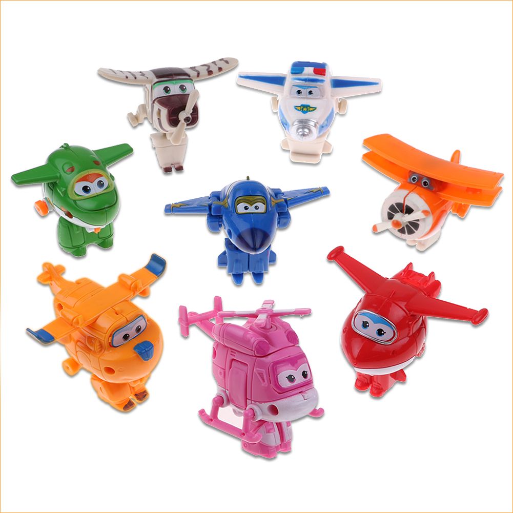 4//8//12Pcs Animation Super Wings Transforming Plane Toy Mini figure Cake Topper