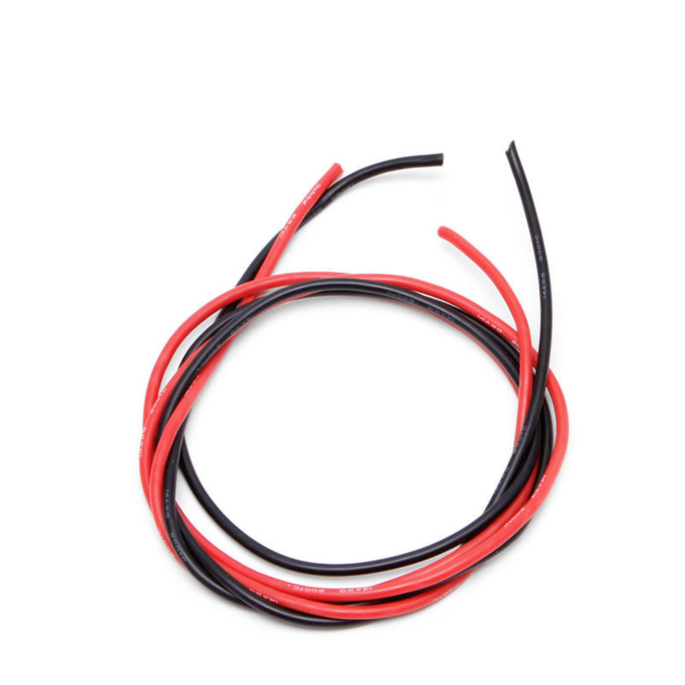 10/12/14/16 AWG Gauge Wire Flexible Silicone Copper Cables RC Black Red  1M+1M