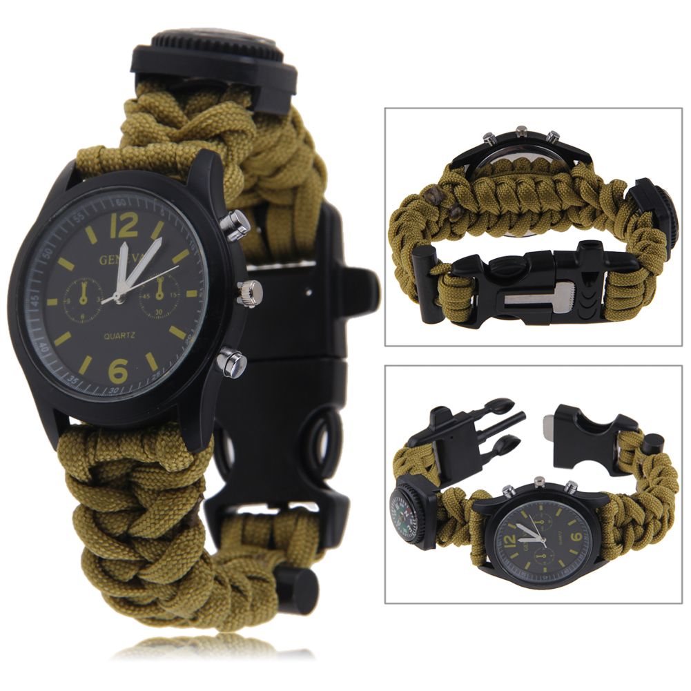 Survival Paracord Bracelet Comp Fire Starter Prepper Camping Survival Paracord Bracelet Comp Fire Starter Prepper Camping