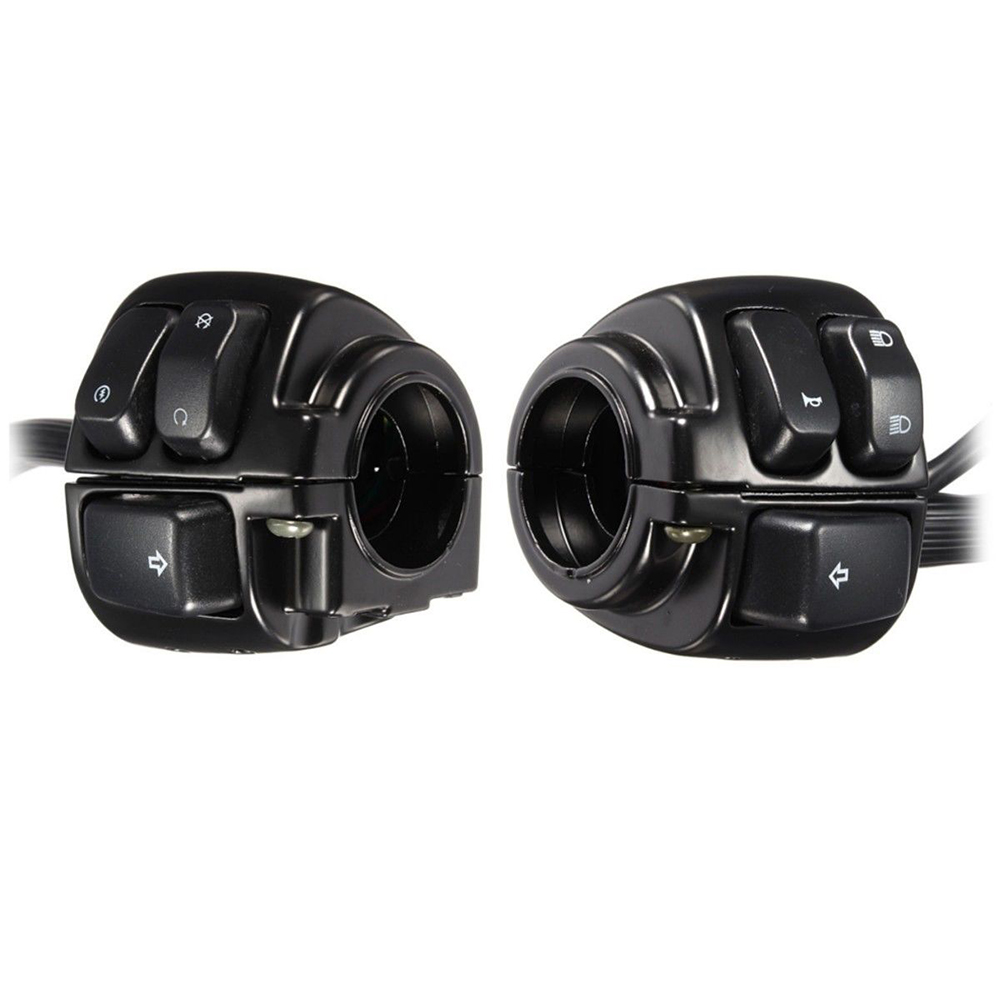 Pair 1" 25mm Motorcycle Handlebar Control Switches + Wiring Harness for