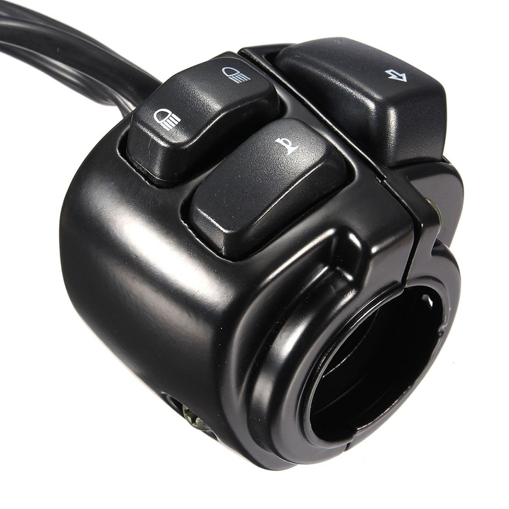 Pair 1" 25mm Motorcycle Handlebar Control Switches + Wiring Harness for