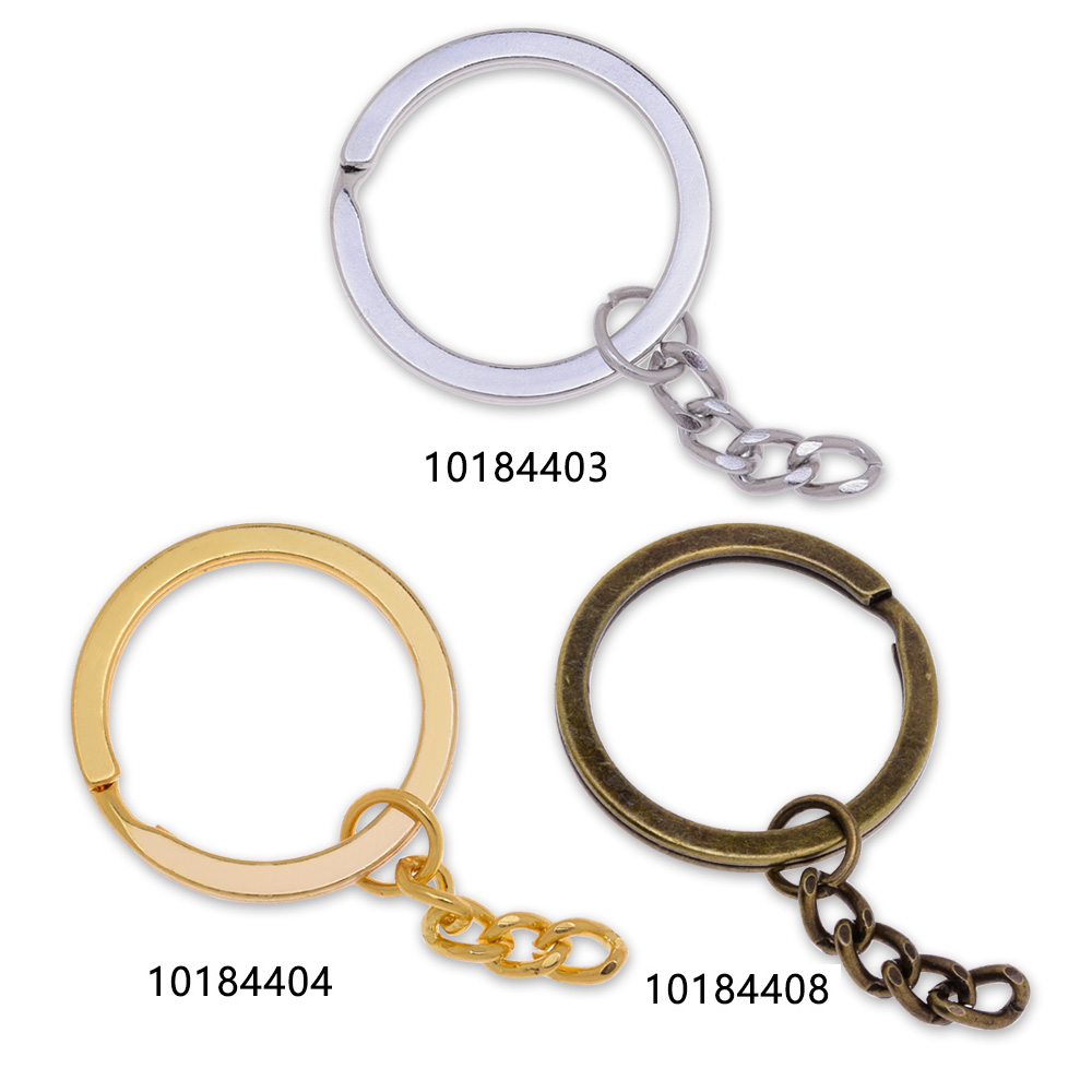 20mm Iron Key Ring with Chain Flat Split Ring for Keychains supplies50pcs 101844