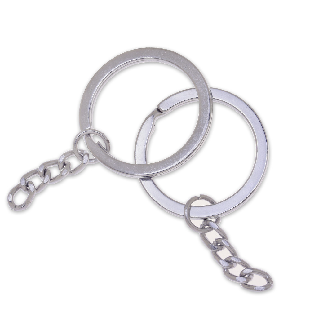 20mm Iron Key Ring with Chain Flat Split Ring for Keychains supplies50pcs 101844