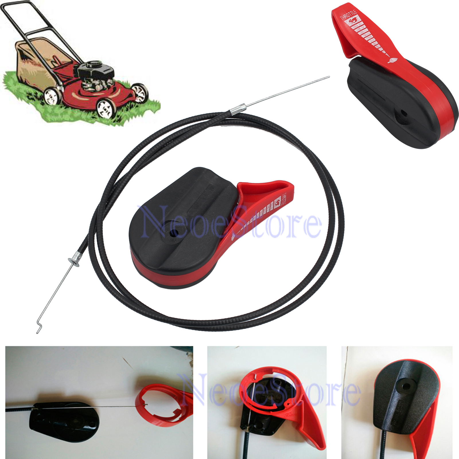 NEW UNIVERSAL THROTTLE CONTROL CABLE For MOST BRANDS OF MOWERS VICTA BRIGGS
