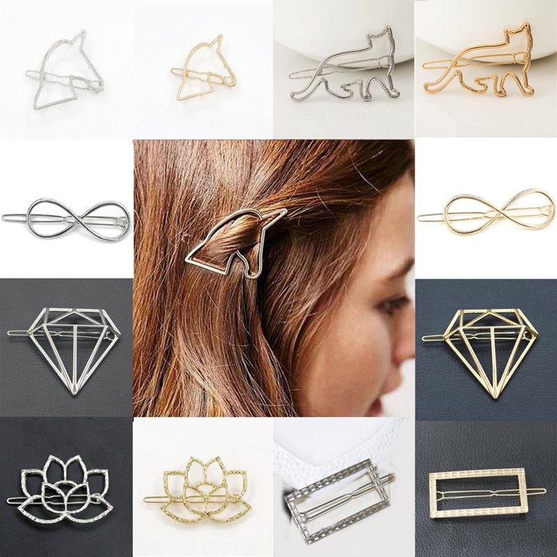 Mode Damen Haarspange Haarnadel Haarklammer Gold Silber Geometrisch