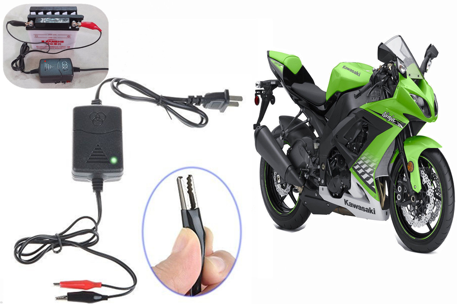 New Motorcycle 12 Volt Battery Maintainer Tender Trickle ...