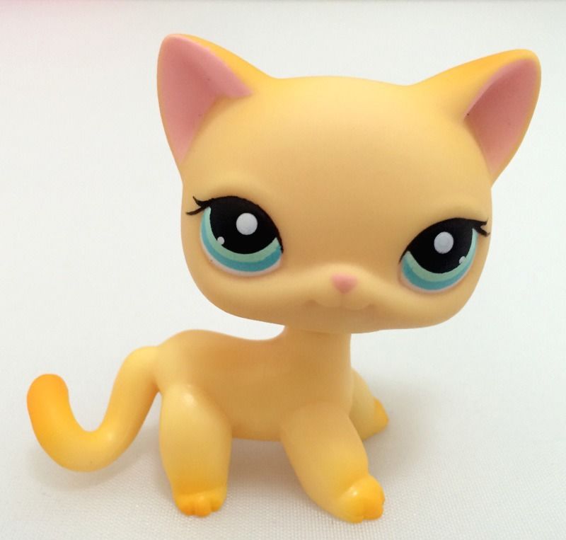 3×Littlest Pet Shop LPS Toys Figure Yellow #339 Short Hair Cat #2291 #1170 Gift
