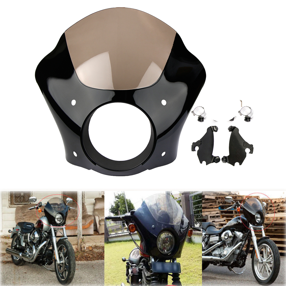 Motorcycle 49mm Front Gauntlet Headlight Fairing Lock Mount Kit For Harley Dyna