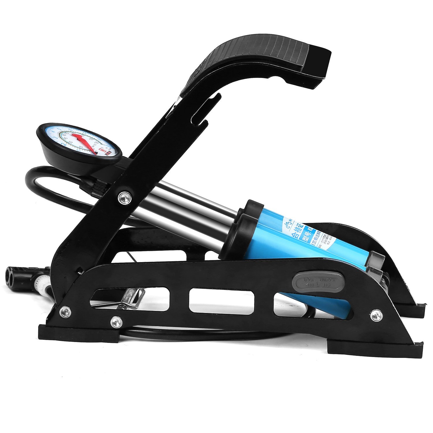 Alloy Steel Twin Cylinder Foot Pump Dual-Cylinder Bike Pump with Gauge Valve