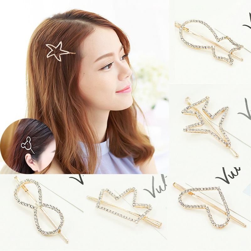 Damen Kristall Strass Haarnadel Mond Haarspange-Haarklammer Retro Haarschmuck