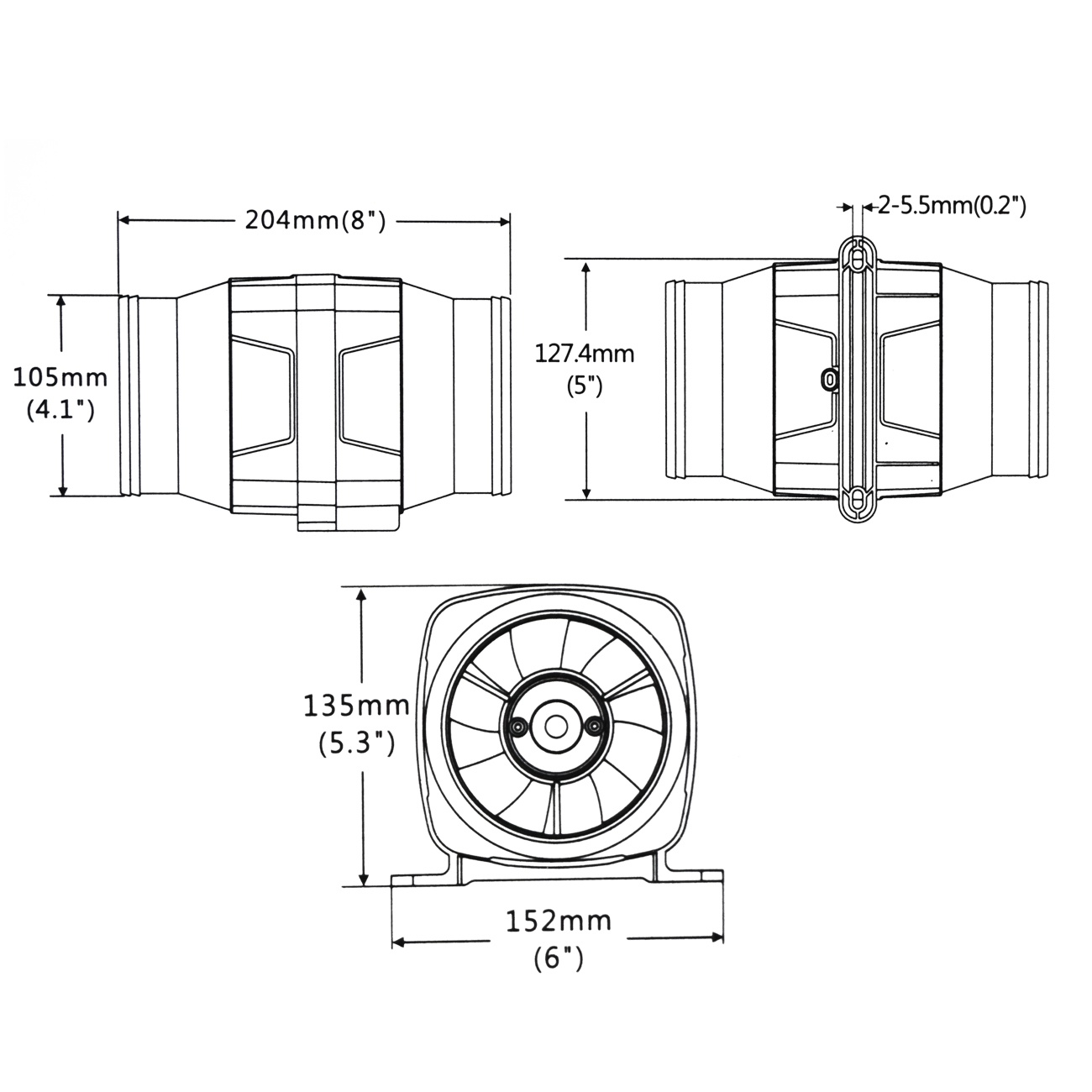 12V 3" InLine Boat Bilge Blower Vent Fan Ventilator for RV Caravan