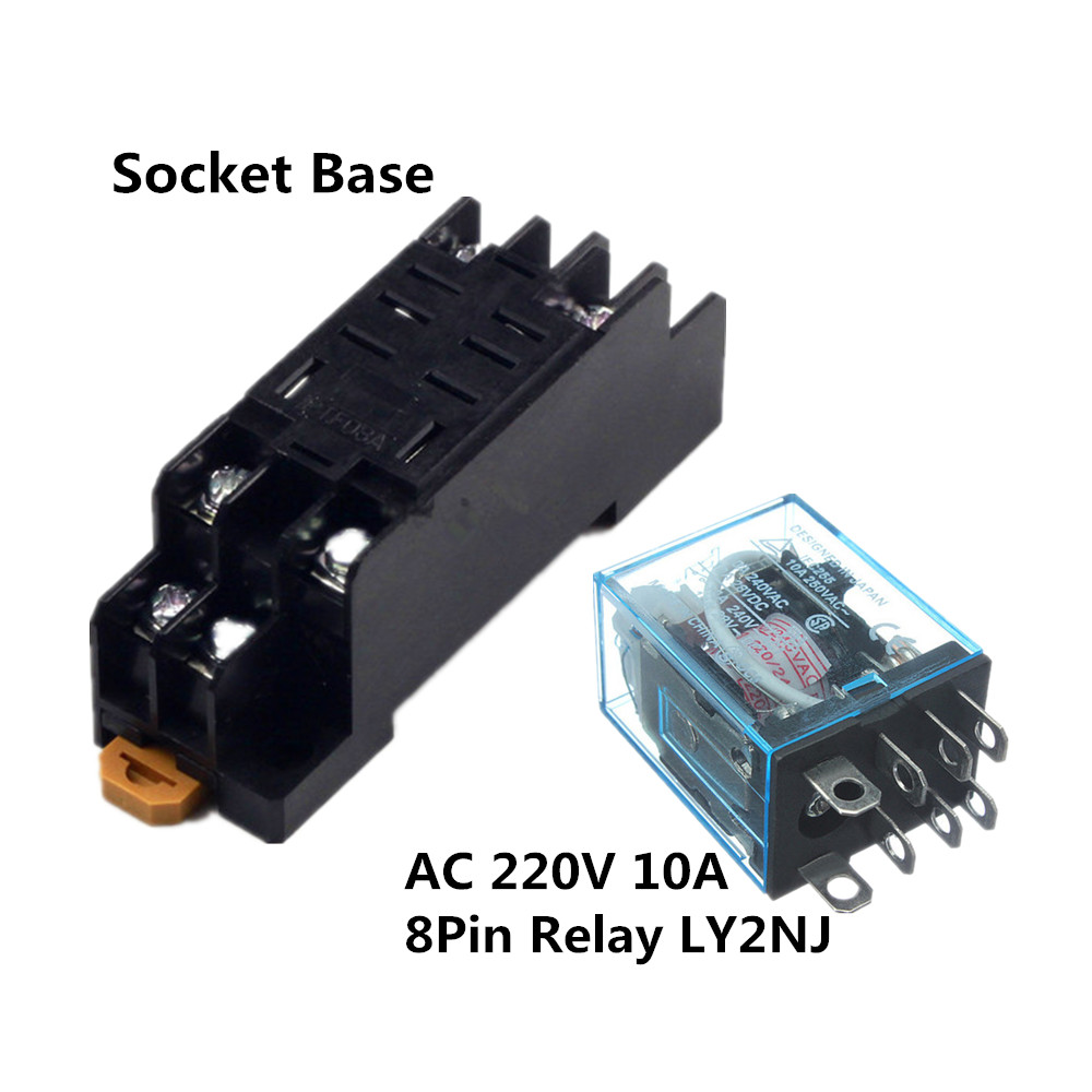 Relais De Puissance AC 220V 10A DPDT - Modèle HHC68A-2Z (LY2NJ) Avec Socle - Pour Automatisme, Contrôle électrique