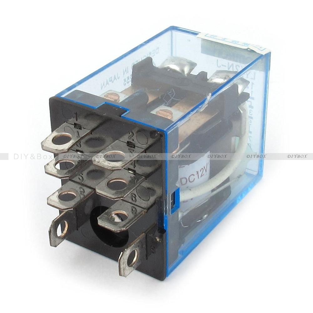 12V DC Coil Power Relay LY2NJ DPDT 8 Pin HH62P JQX-13F With Socket Base ...