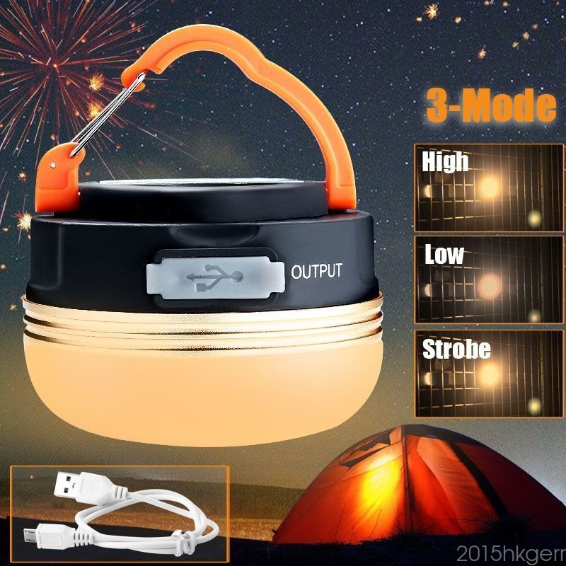 Portable Rechargeable LED Hiking Camping Tent Lantern Light USB Lamp