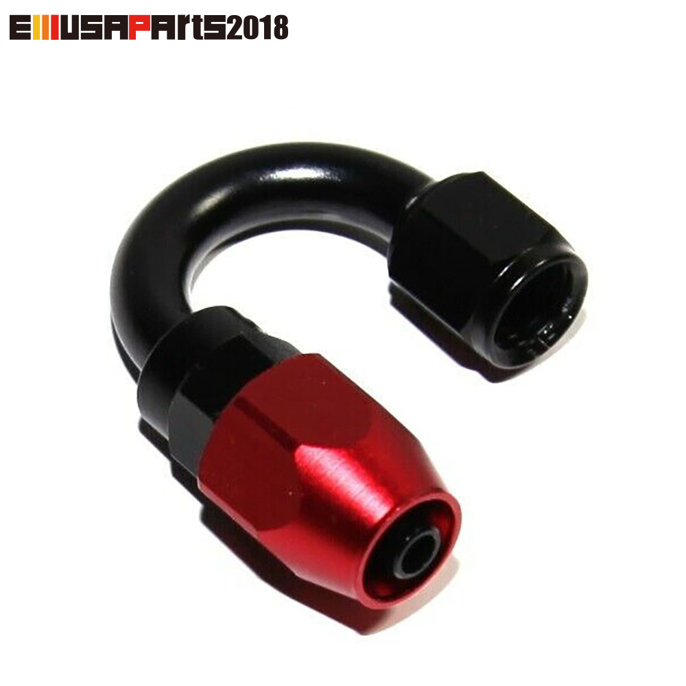 Black Red AN6 -6AN 180 Degree U Swivel Oil/ Fuel/Gas Hose Line Fitting