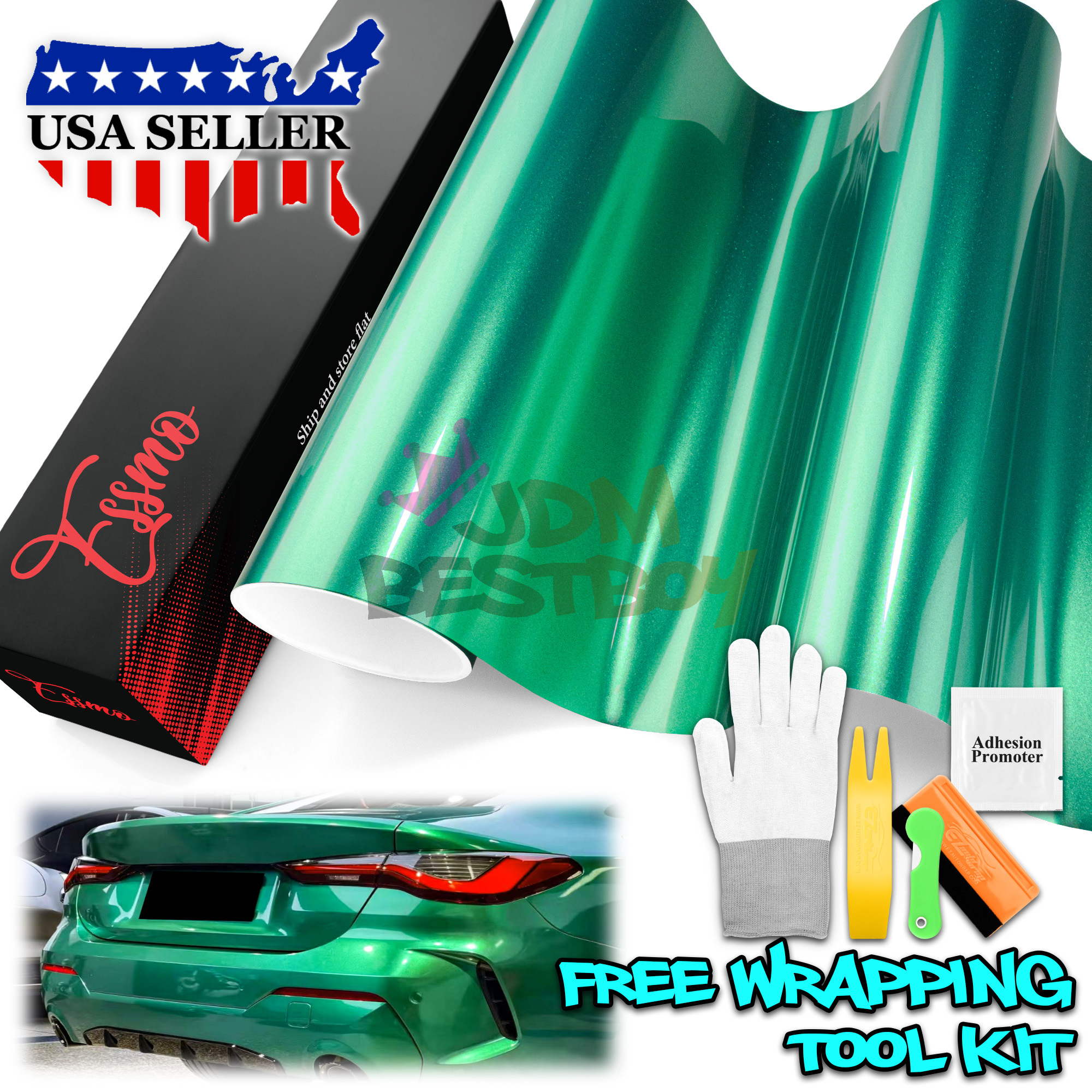 ESSMO PET Super Gloss Metallic Isle of Man Green Car Vinyl Wrap