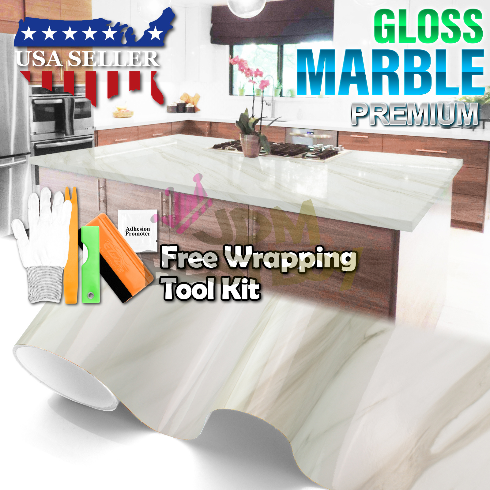 4x8 Sample Gloss Marble Granite Look Vinyl Wrap Contact Paper Home