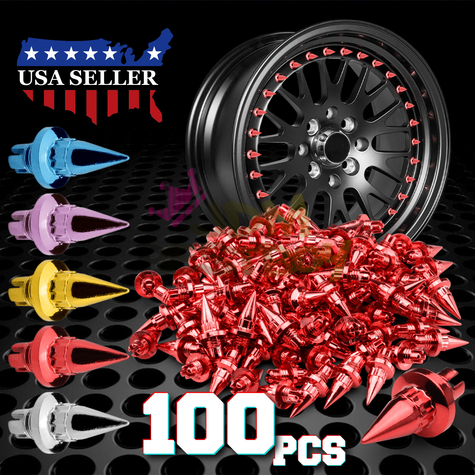 100 PCs Spiked Wheel Rivets For Wheels / Rims JDM Lip PCWRL01 eBay