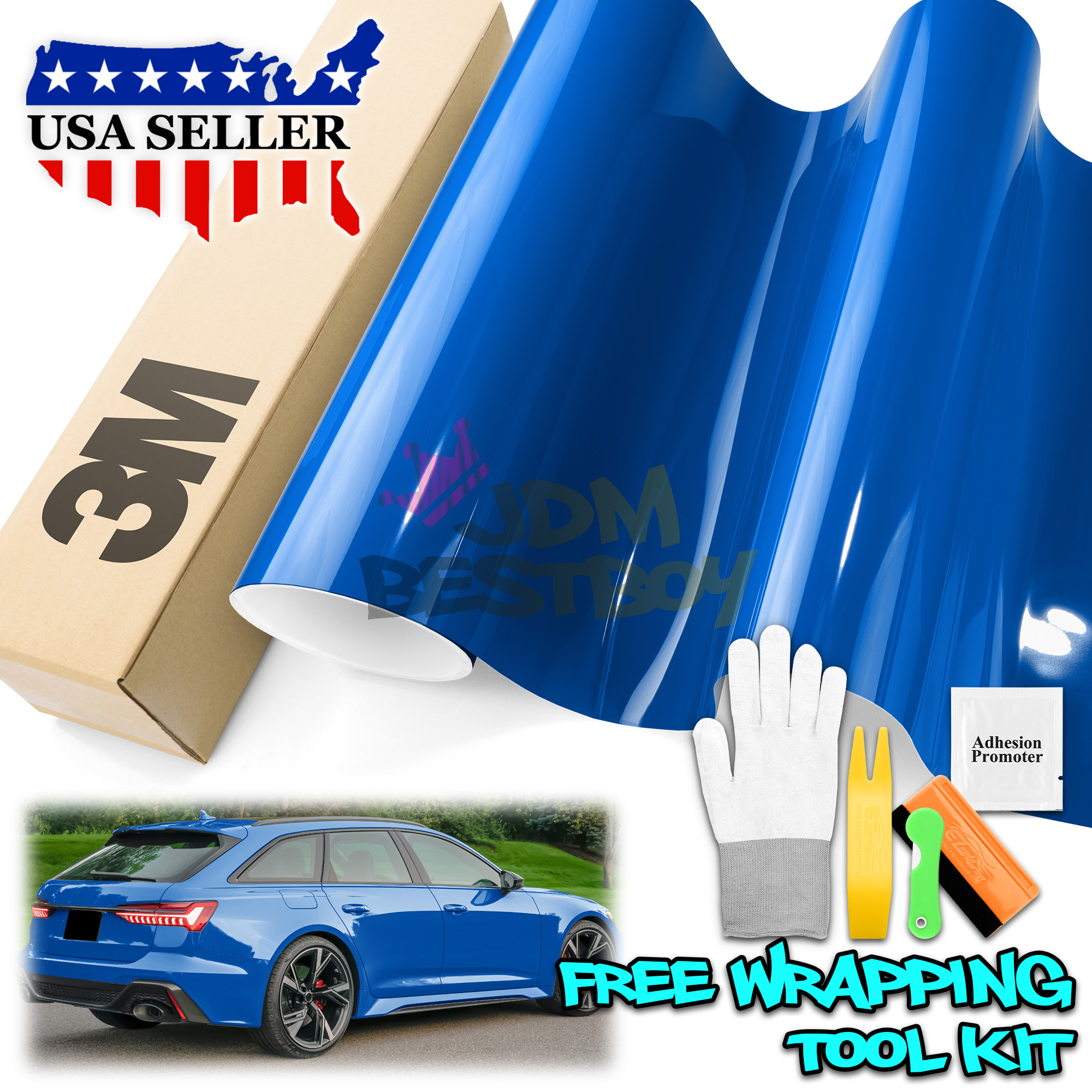 Genuine 3M 2080 G47 Gloss Intense Blue Vinyl Wrap Vehicle Film