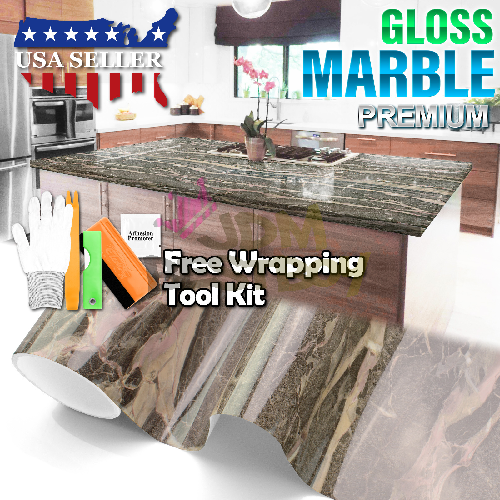 Details About Gloss Black Marble Granite Vinyl Wrap Sticker Wallpaper Home Counter Top D30